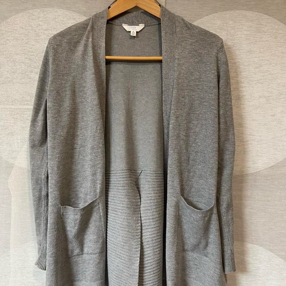Time and Tru Heather Gray Open Cardigan